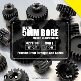 Yeah Racing Hd Steel 5mm Bore Motor Gear Pinion